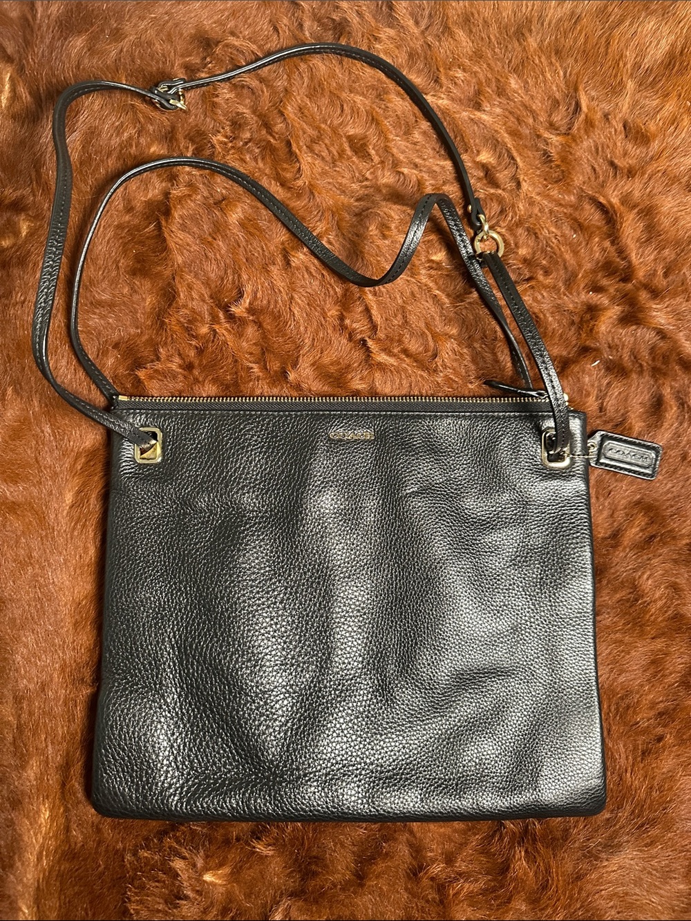 Coach Black Pebbled Leather Messenger Crossbody